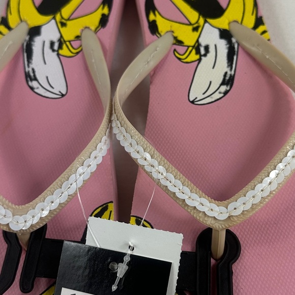 Hype banana 🍌 or stripes sequins Sandals flip flops size S 5-6 pink yellow new - Picture 8 of 16